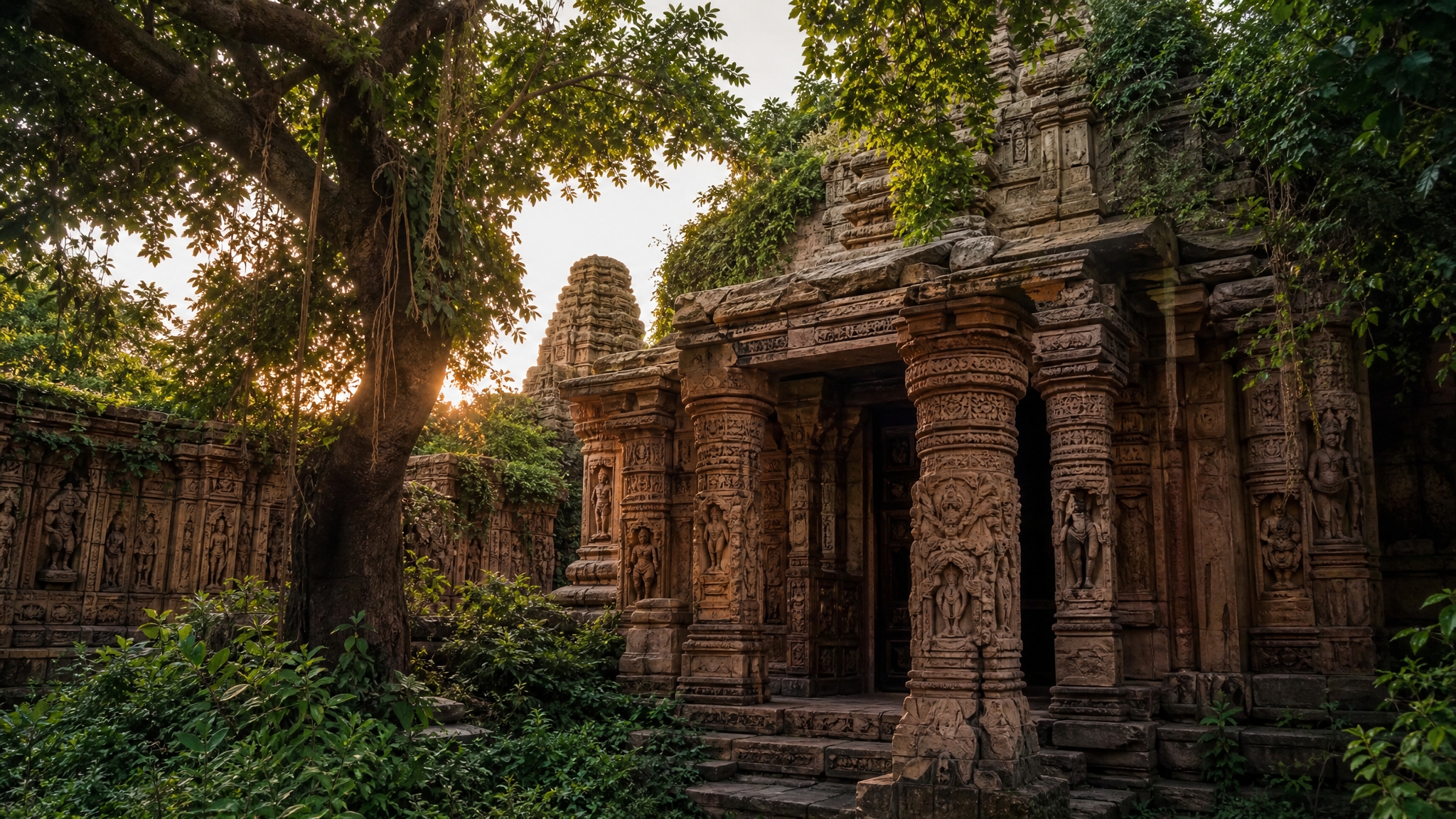 AI generated temple ruins inspired by Kakoni in Baran district Rajasthan